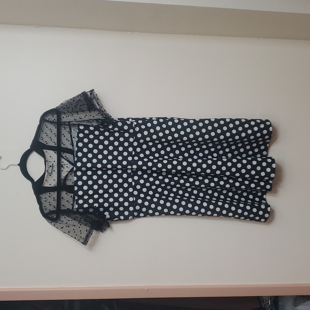 Pinup Fashion Polka Dot Dress 14W Sheer Top Swiss Dot - Picture 5 of 9